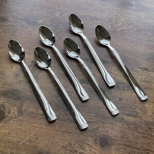 Cambridge Metro Iced Tea Spoons Set of 6 Stainless Steel 7 3/8" Flatware
